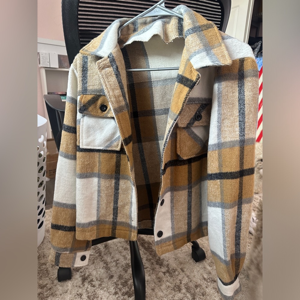 Flannel cropped jacket